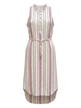 Splendid Picnic Stripe Linen Blend Sleeveless Dress Womens Medium Cream Pink